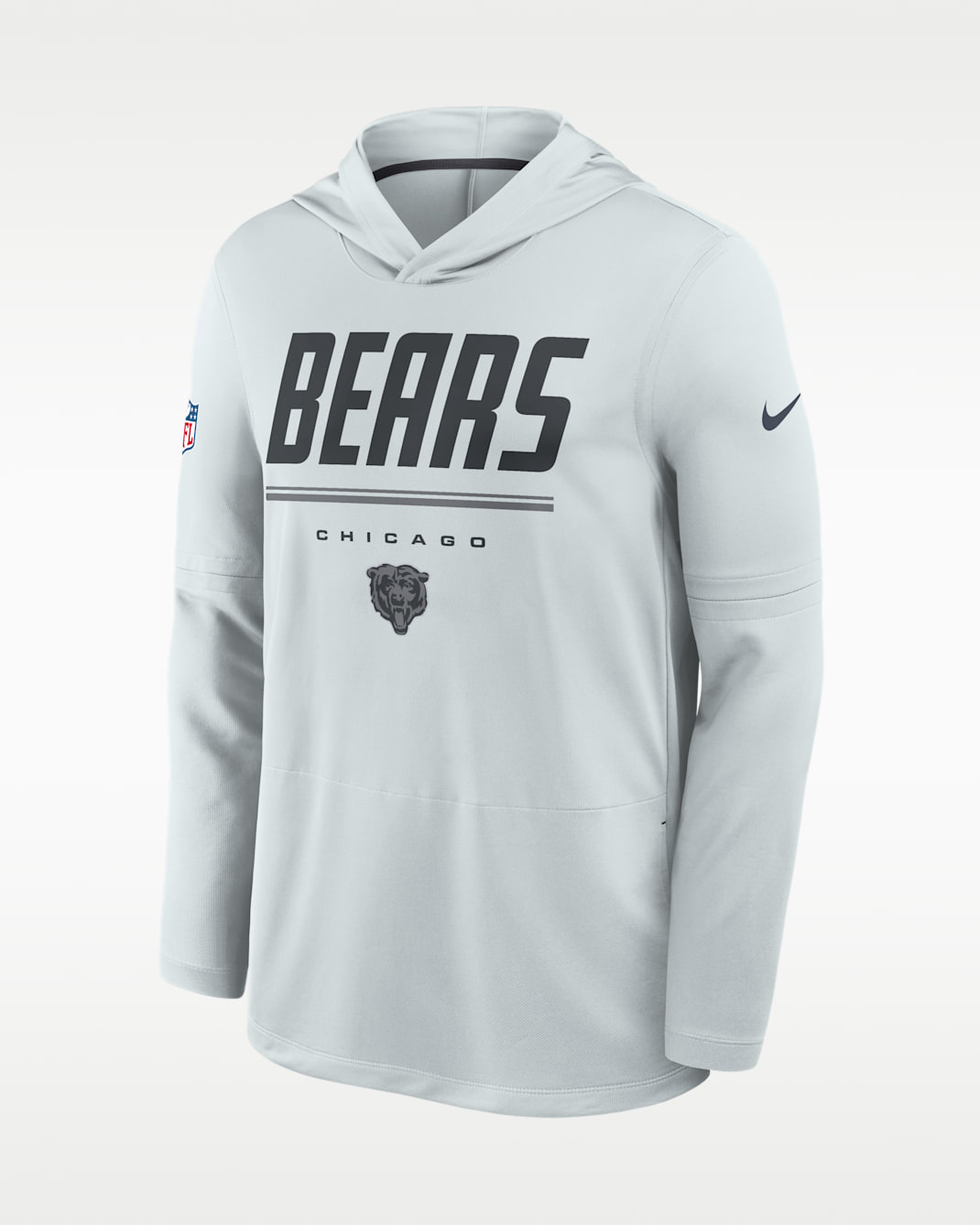 Chicago Bears Sideline Men's Nike Dri-FIT NFL Long-Sleeve Hooded Top - Platinum/Charcoal