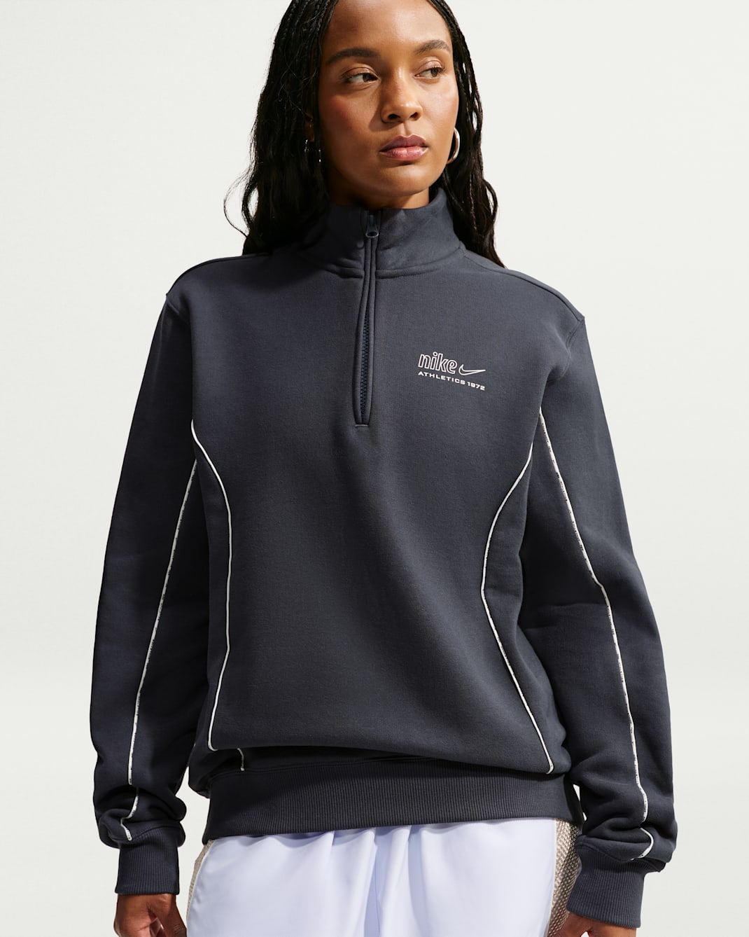 Nike Studio Fleece Medium Weight Women's 1/4-Zip Top - Gridiron/Purple Pulse/Sail