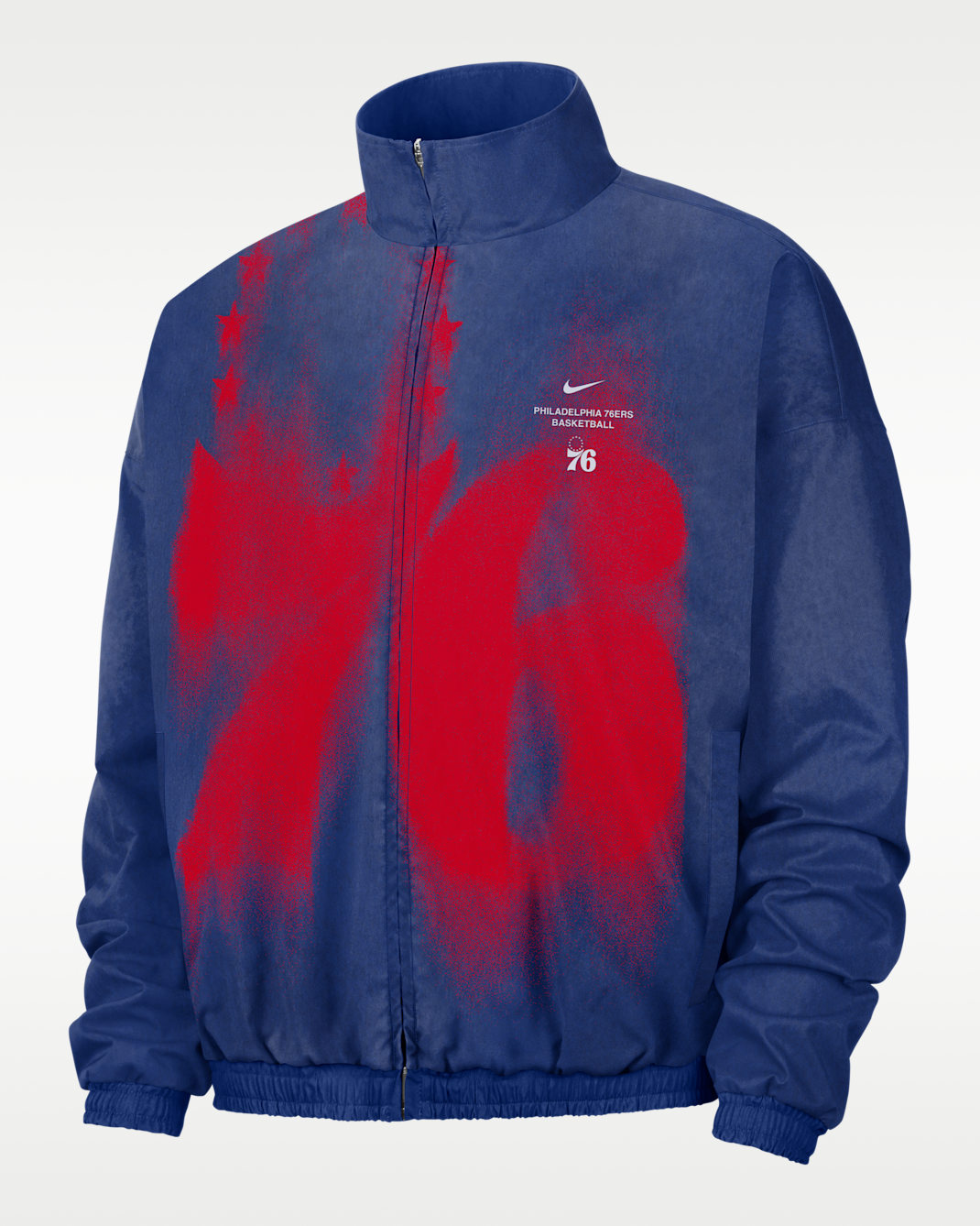 Philadelphia 76ers Standard Issue Men's Basketball Woven Jacket - Rush Blue/University Red