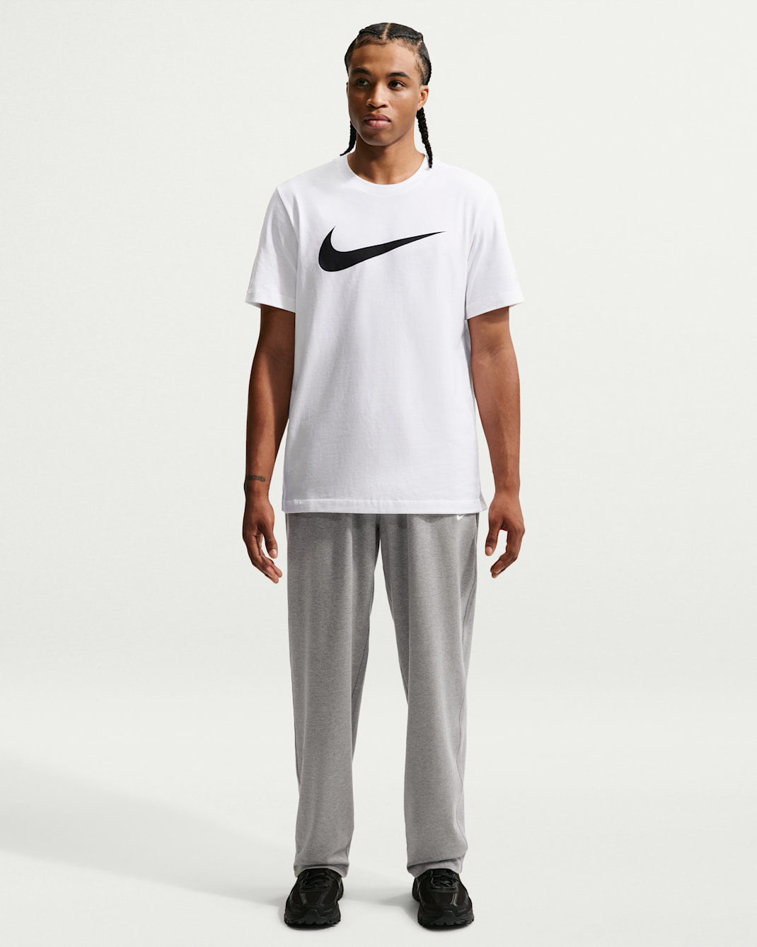 Nike Sportswear Club Men's Knit Open-Hem Trousers - Dark Grey Heather/White