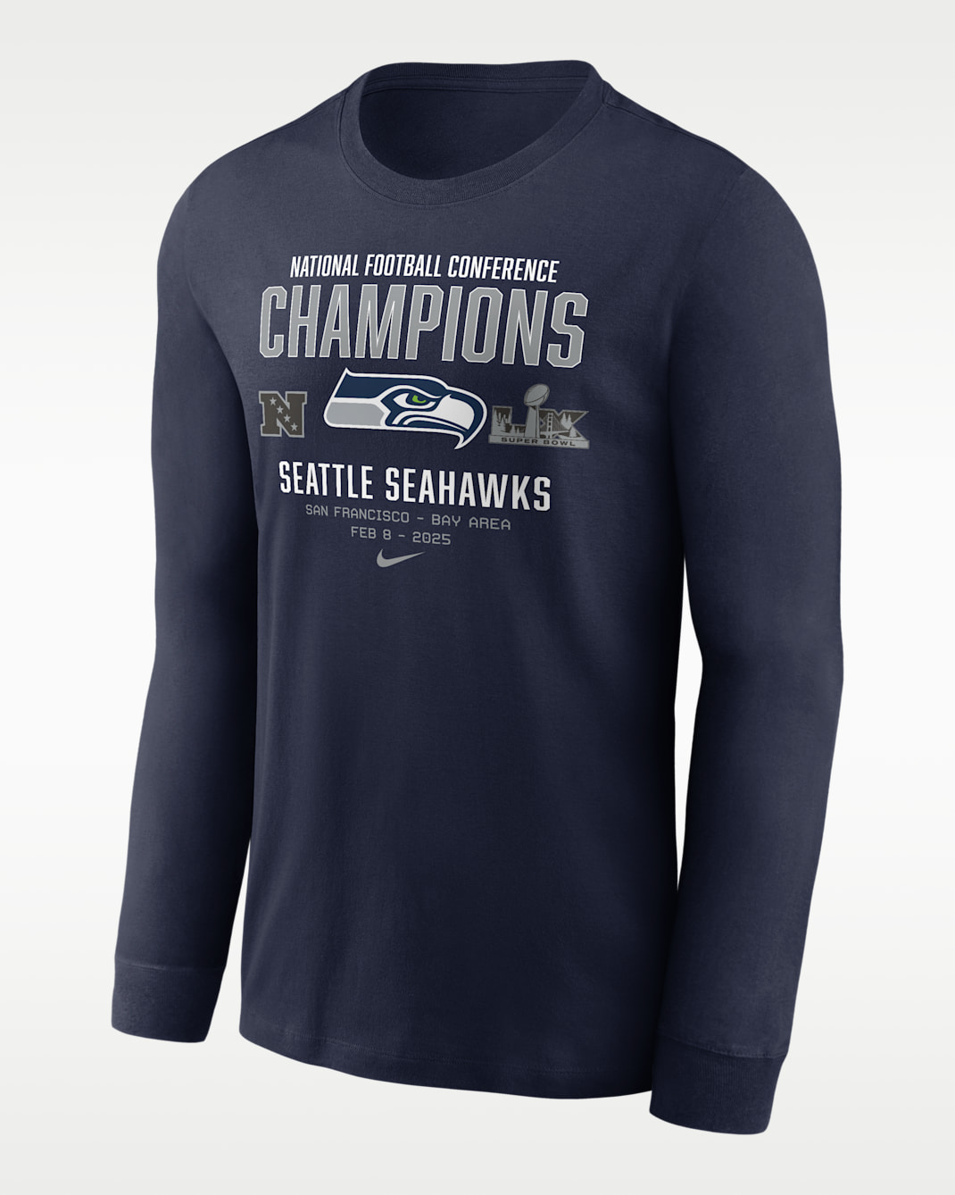 Seattle Seahawks 2026 NFC Champions Team Nation Men's Nike NFL Long-Sleeve T-Shirt - Navy