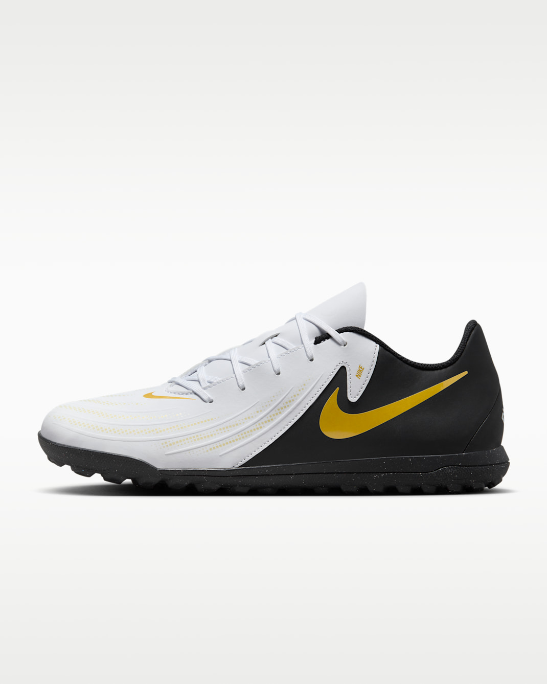 Nike Phantom GX 2 Club Turf Low-Top Football Shoes - White/Metallic Gold Coin/Black