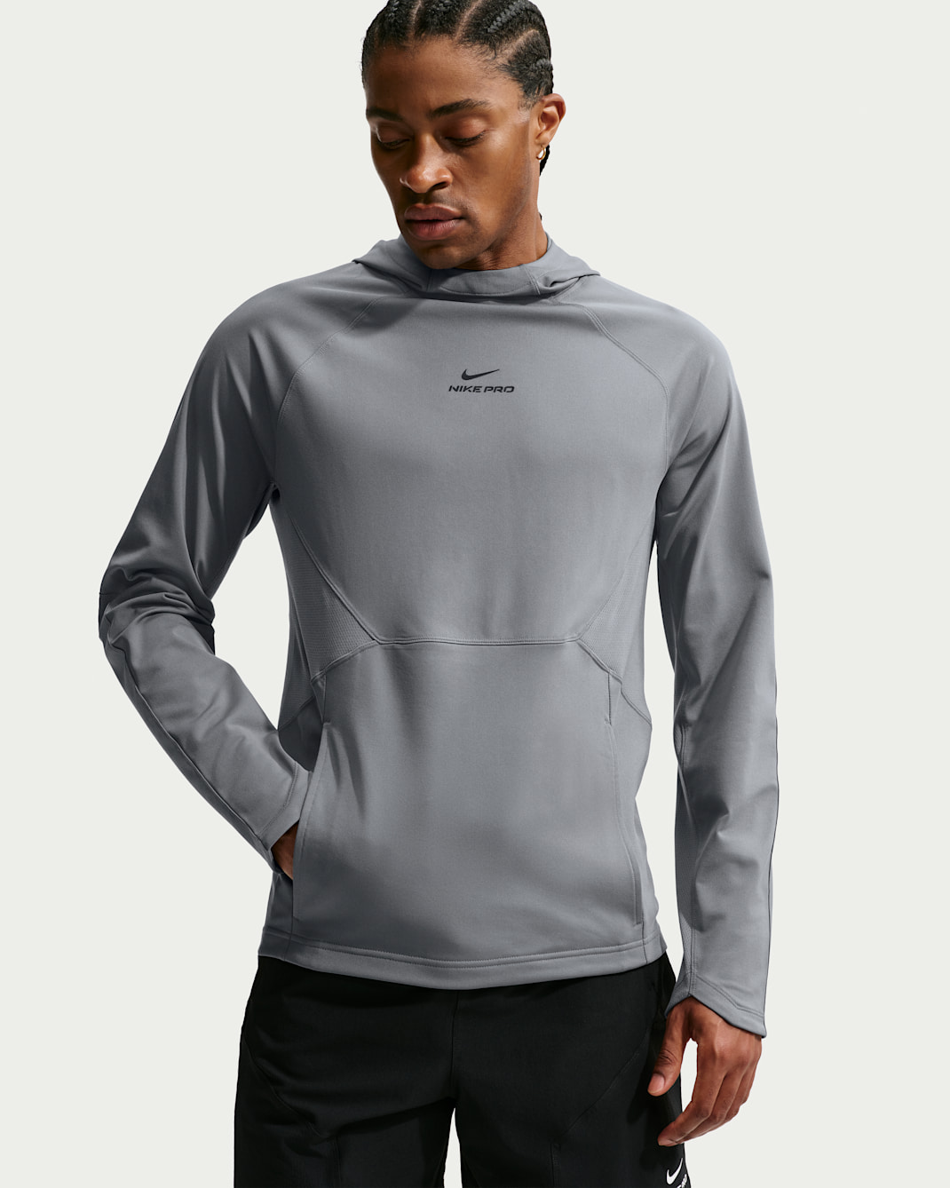 Nike Pro Men's Dri-FIT Mid-Layer Training Top - Smoke Grey/Black