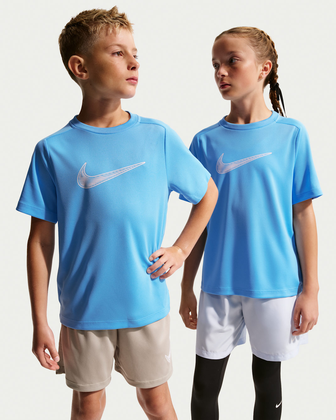 Koszulka treningowa z krótkim rękawem dla dużych dzieci (chłopców) Dri-FIT Nike Multi - Football Blue/Biel