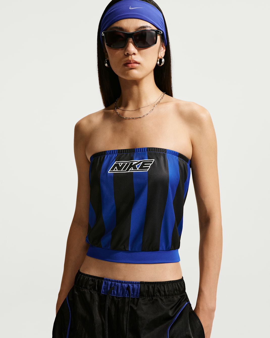 Nike Sportswear Women's Slim Striped Jersey Tube Top - Old Royal/Black/White