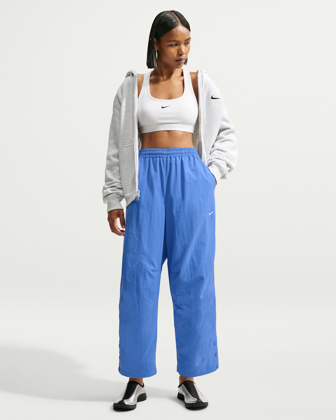 Pants de tejido Woven de tiro alto oversized para mujer Nike Sportswear - Azul medio claro/Vela