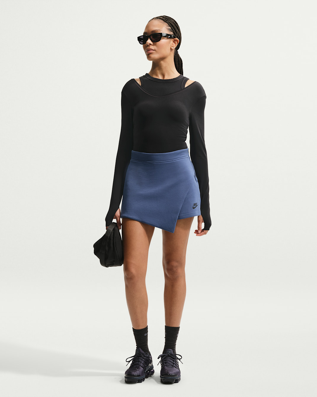 Nike Sportswear Tech Fleece Women's Mid-Rise Skort - Mystic Navy/Black