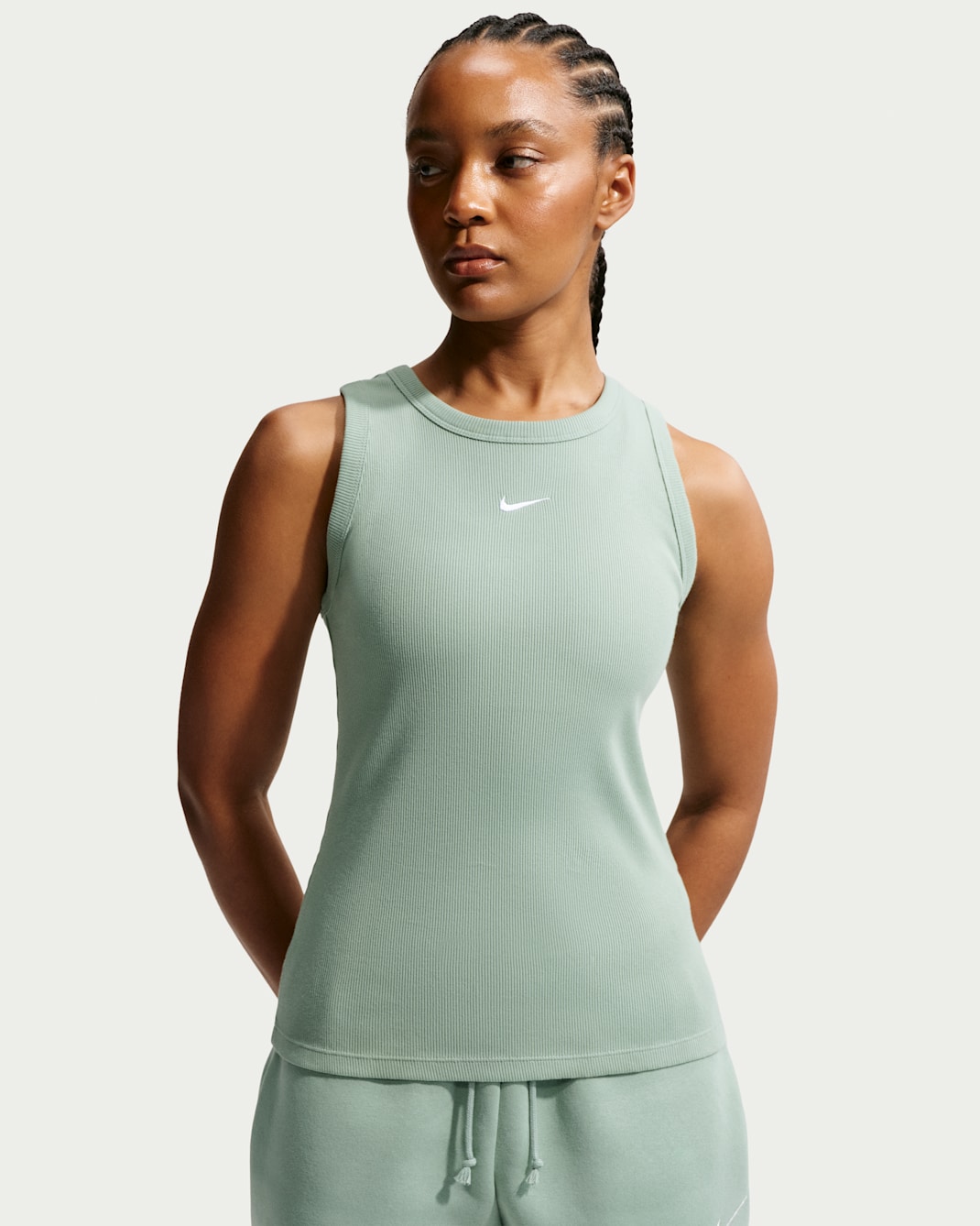 Nike Sportswear aansluitende geribde tanktop voor dames - Steam/Wit