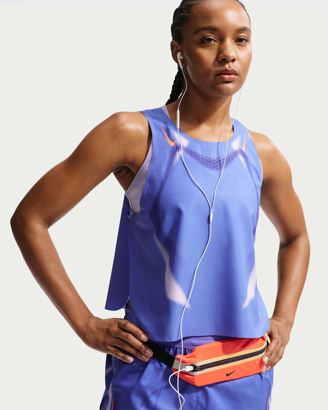 Nike AeroSwift Women's Dri-FIT ADV Cropped Running Tank Top - Sapphire/Hot Lava/Hot Lava