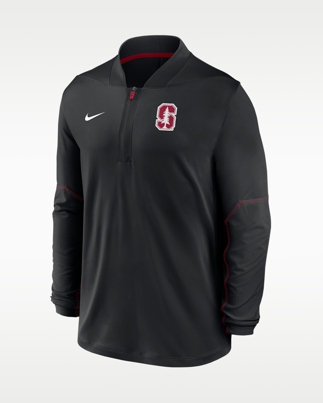 Playera universitaria Nike Dri-FIT de medio cierre para hombre Stanford Sideline - Negro/Carmesí team