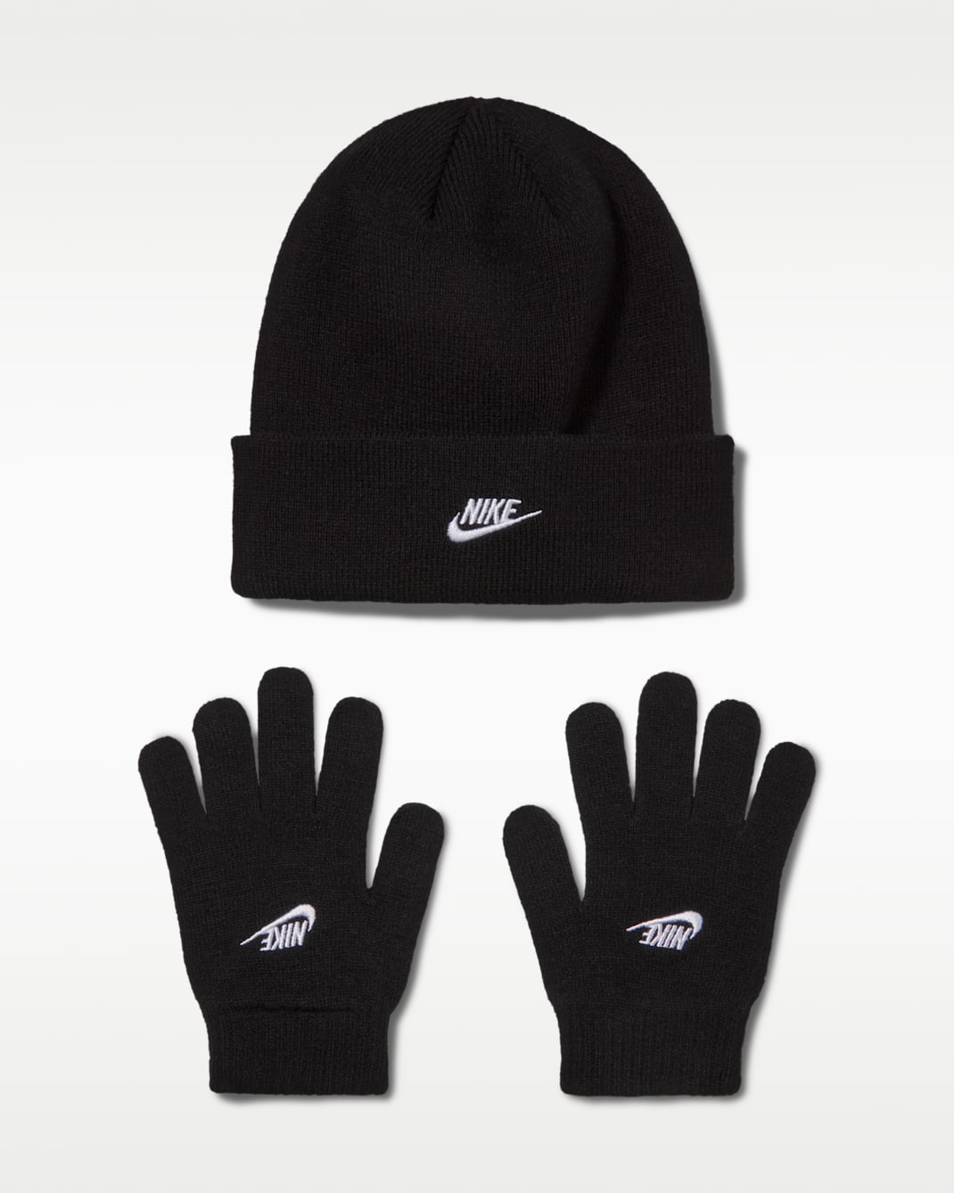 Conjunto de gorro y guantes Club para niños talla grande Nike - Negro