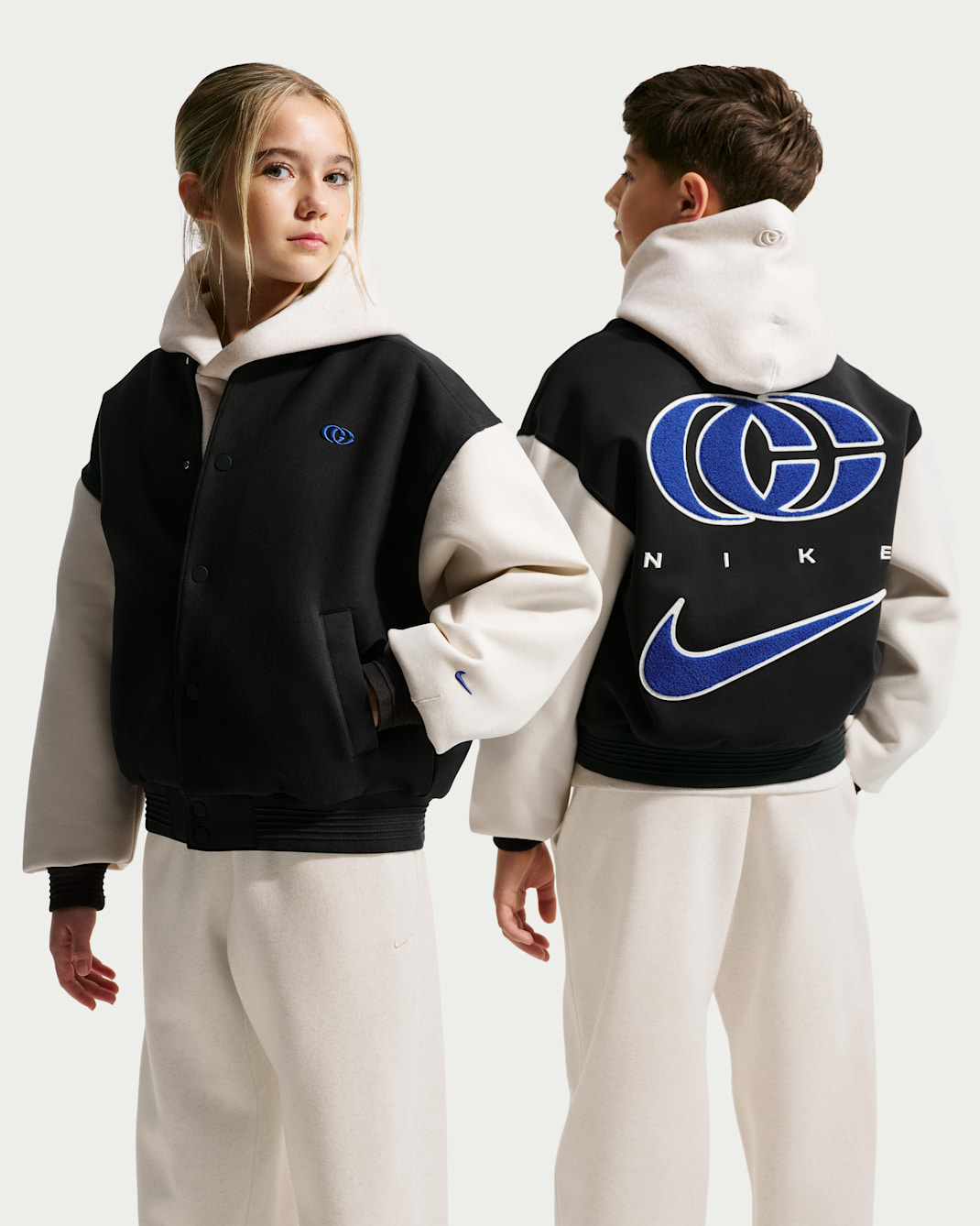 Caitlin Clark Nike Kids' Varsity Jacket - Black/Pale Ivory/Hyper Royal
