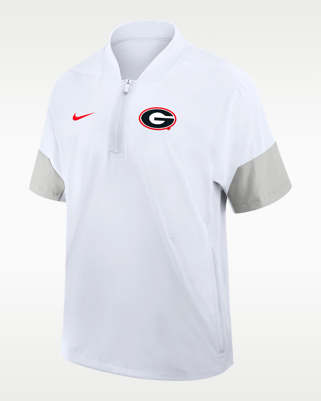 Chamarra de manga corta universitaria Nike de medio cierre para hombre Georgia Sideline Coach - Blanco