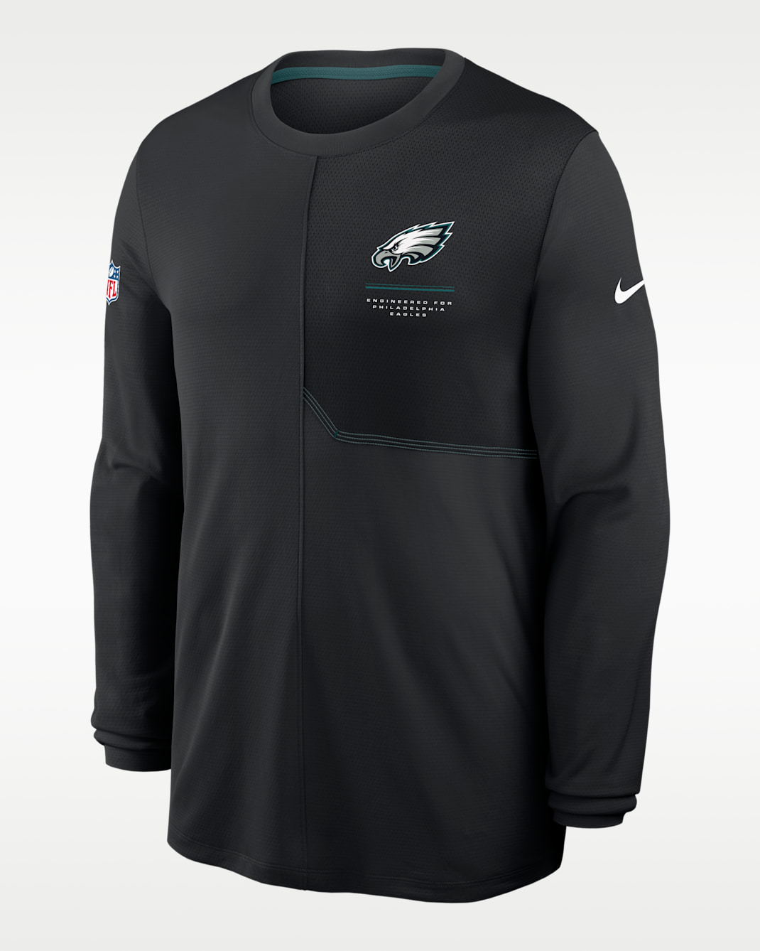 Playera de manga larga Nike Dri-FIT de la NFL para hombre Philadelphia Eagles Sideline Coach - Negro