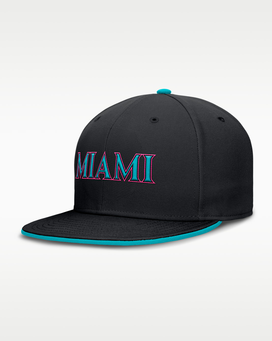 Gorra Nike Dri-FIT de la MLB ajustada para hombre Miami Marlins City Connect True - Negro