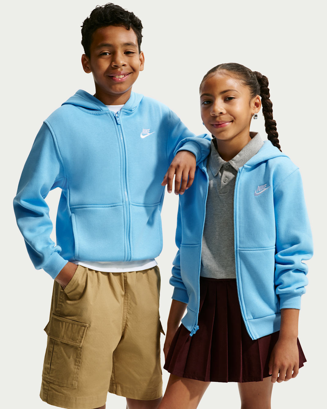 Nike Sportswear Club Fleece Big Kids' Full-Zip Hoodie - Football Blue/White
