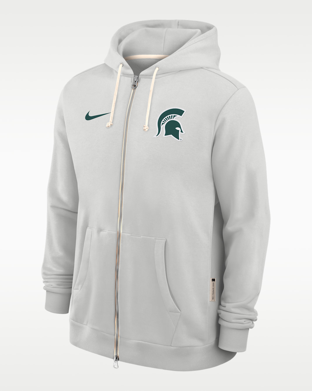 Sudadera con gorro universitaria Nike Dri-FIT de cierre completo para hombre Michigan State Sideline - Gris