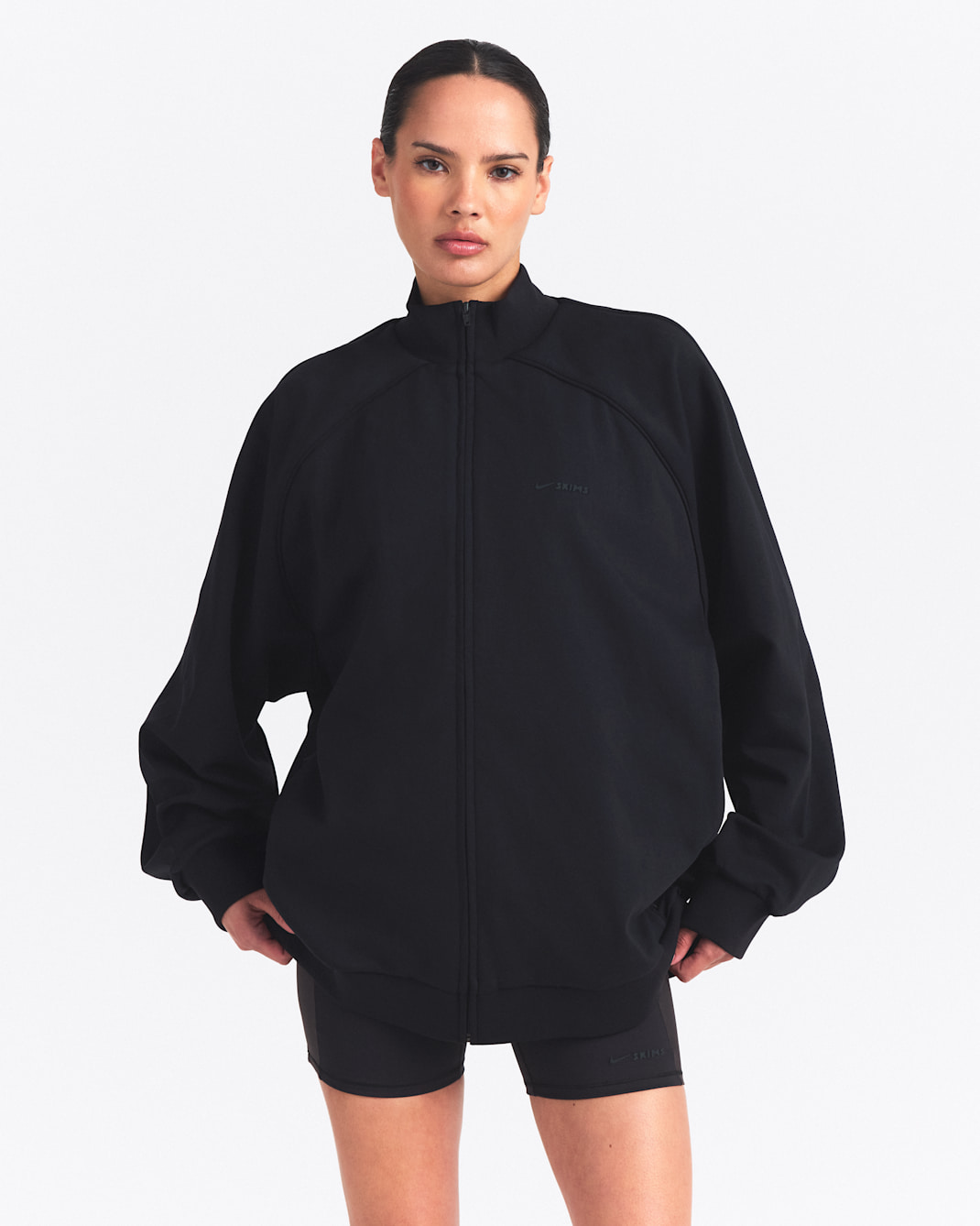 NikeSKIMS Matte Tricot Women's Oversized Full-Zip Track Jacket - NSKM OBSIDIAN