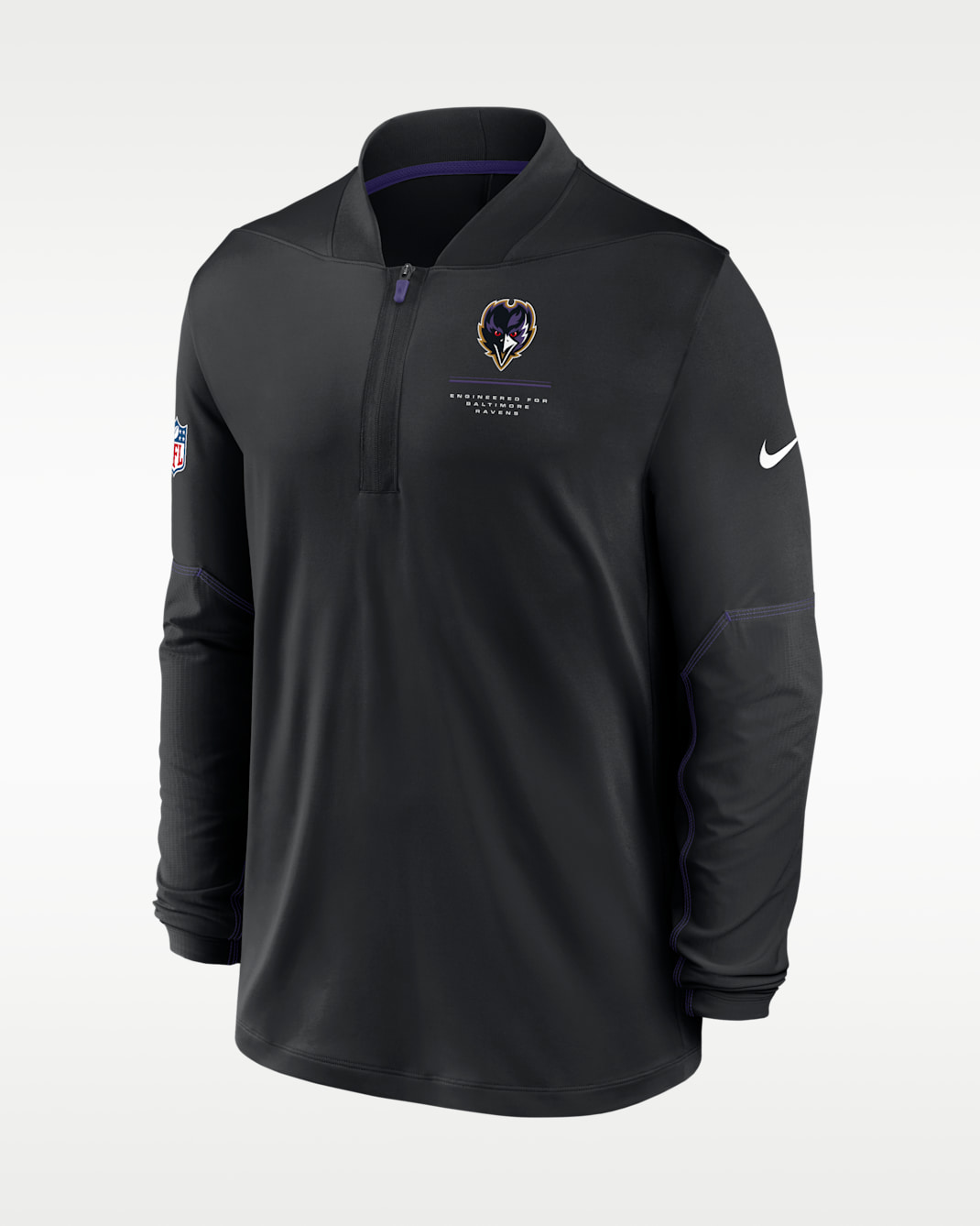 Playera Nike Dri-FIT de la NFL de medio cierre para hombre Baltimore Ravens Sideline - Negro
