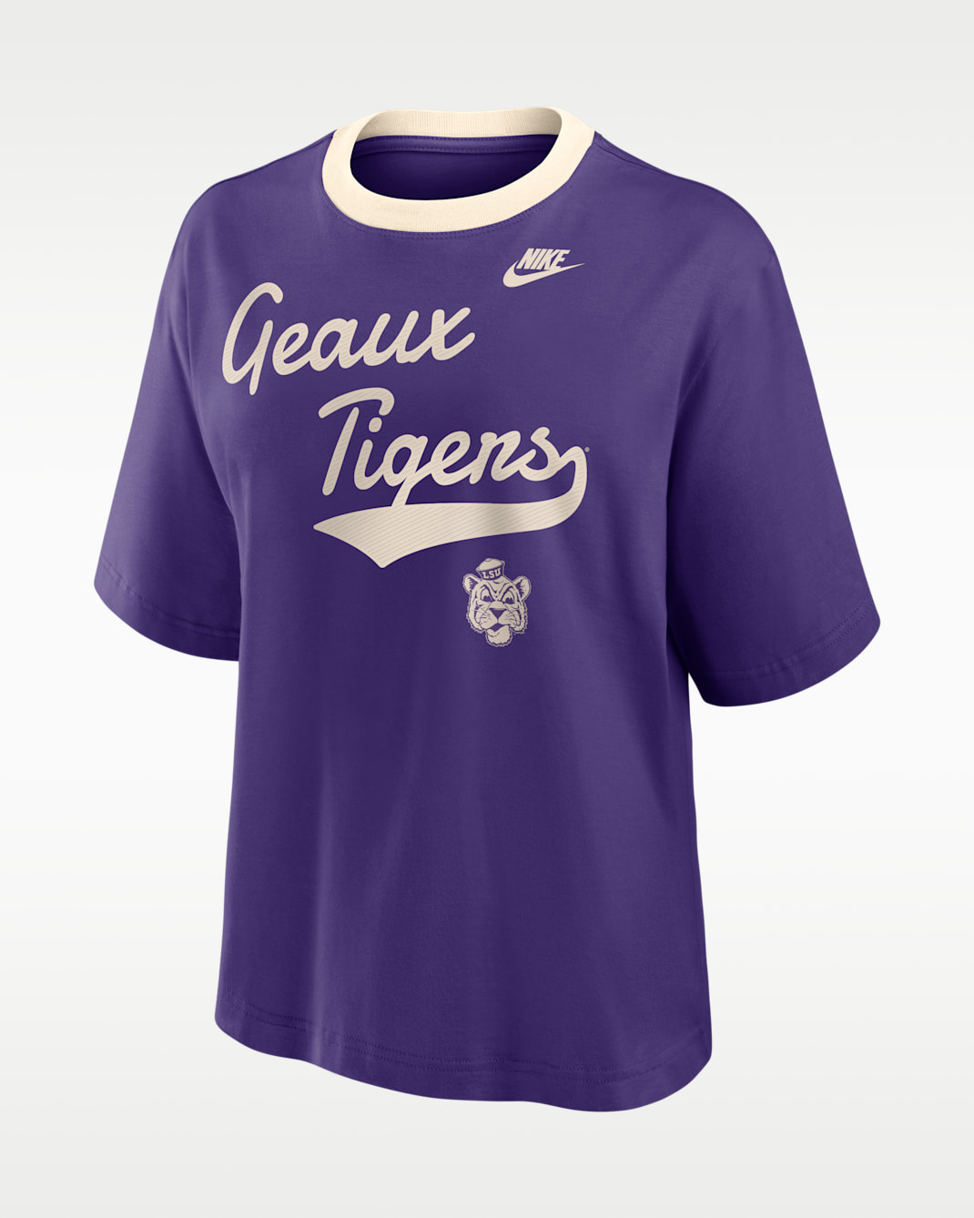 LSU Legacy Fight Song Boxy Women's Nike College T-Shirt - Purple/Natural