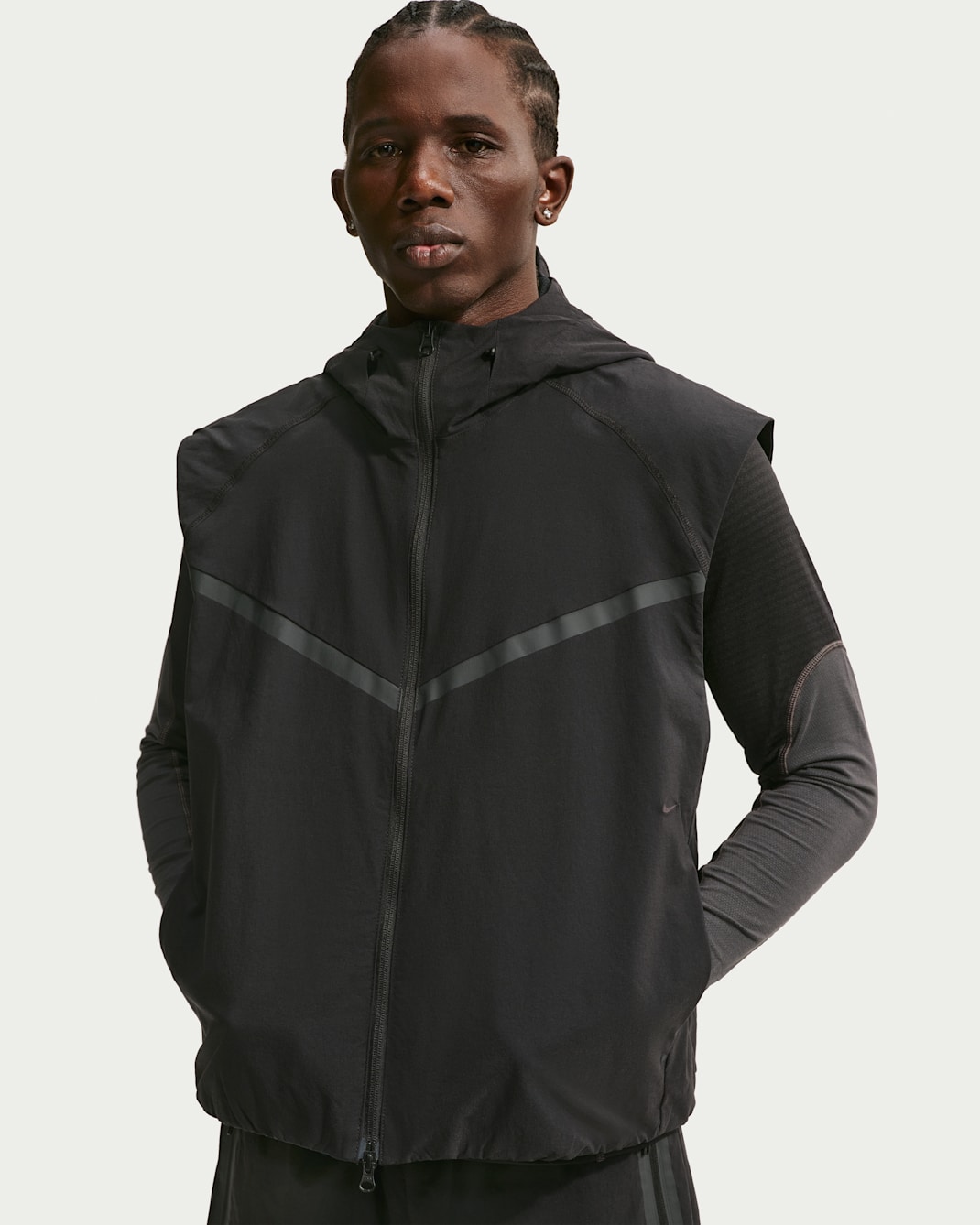 Vævet Nike Tech Dri-FIT Windrunner-vest til mænd - sort/sort