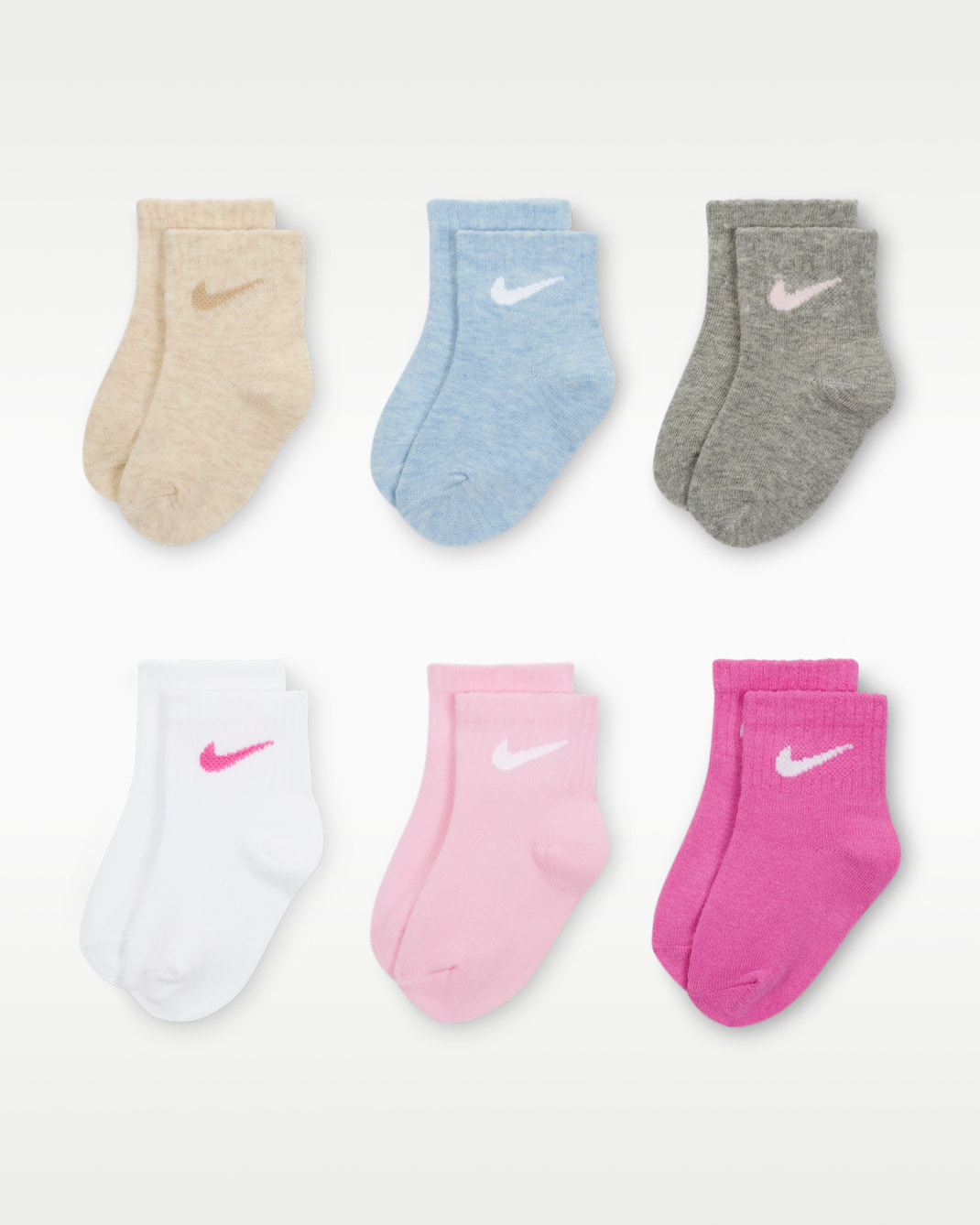 Calcetines al tobillo para bebé Nike Swoosh (6 pares) - Rosa alegre