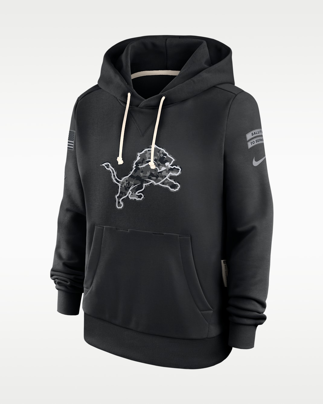 Detroit Lions Salute to Service Sideline Women's Nike Dri-FIT NFL Pullover Hoodie - Black