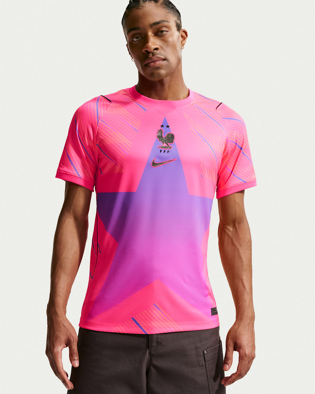 FFF 2026 Stadium Goalkeeper Men's Nike Dri-FIT Football Replica Short-Sleeve Shirt - Hyper Pink/Sunset Pulse/Bright Violet/Black
