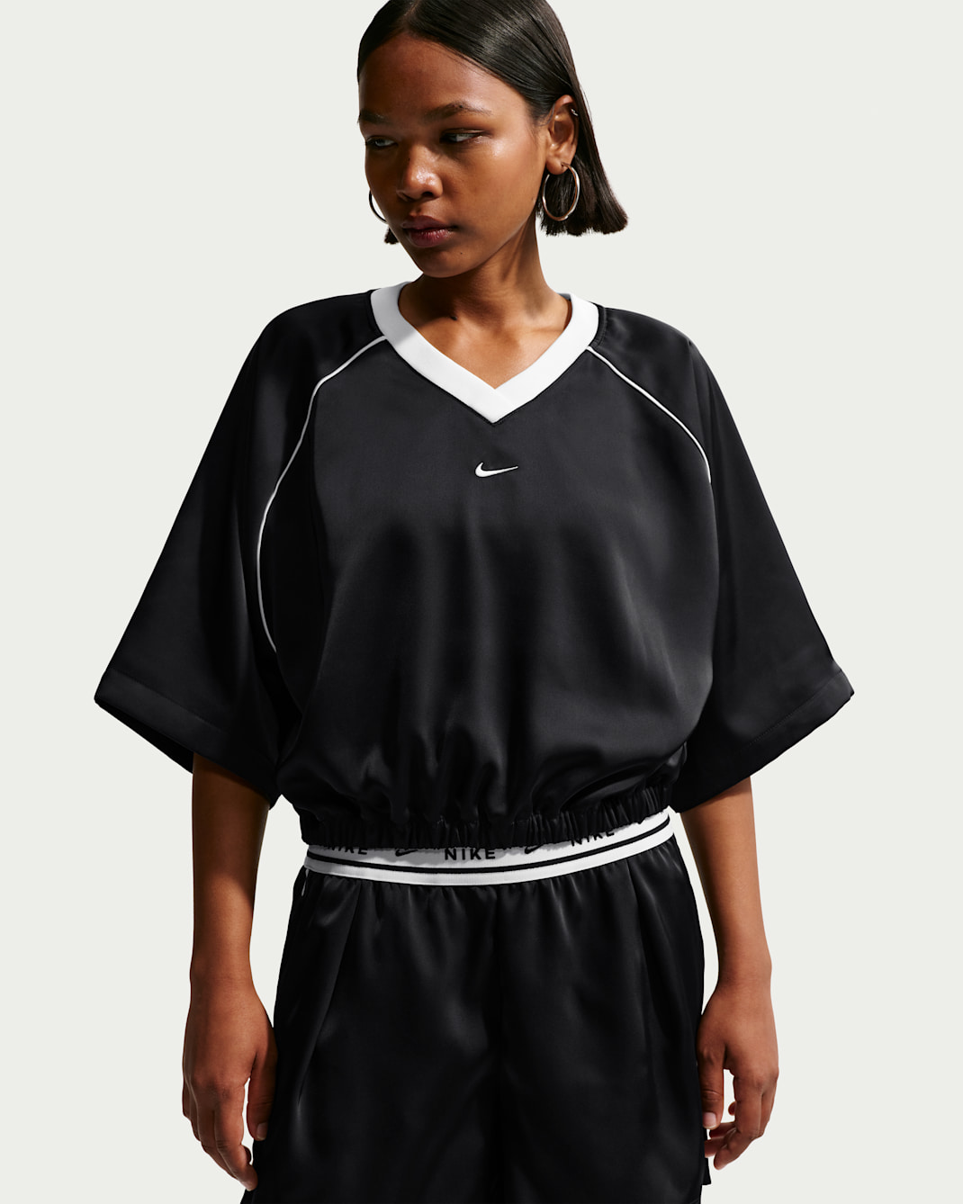Nike Sportswear Women's Oversized Satin Top - Black/Sail