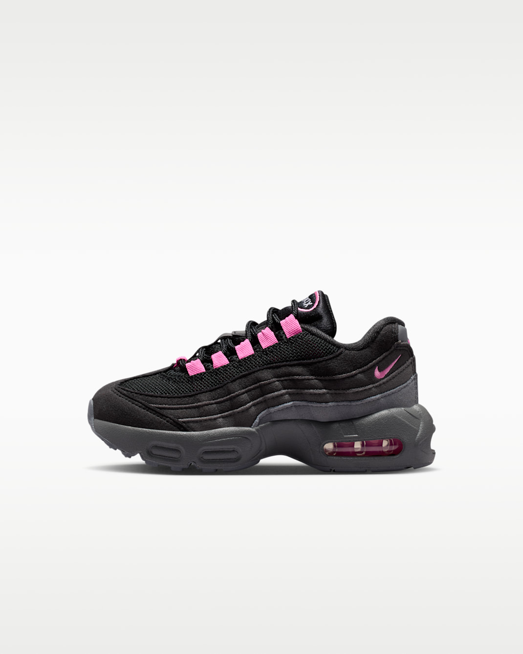 Nike Air Max '95 Little Kids' Shoes - Black/Cool Grey/Iron Grey/Playful Pink