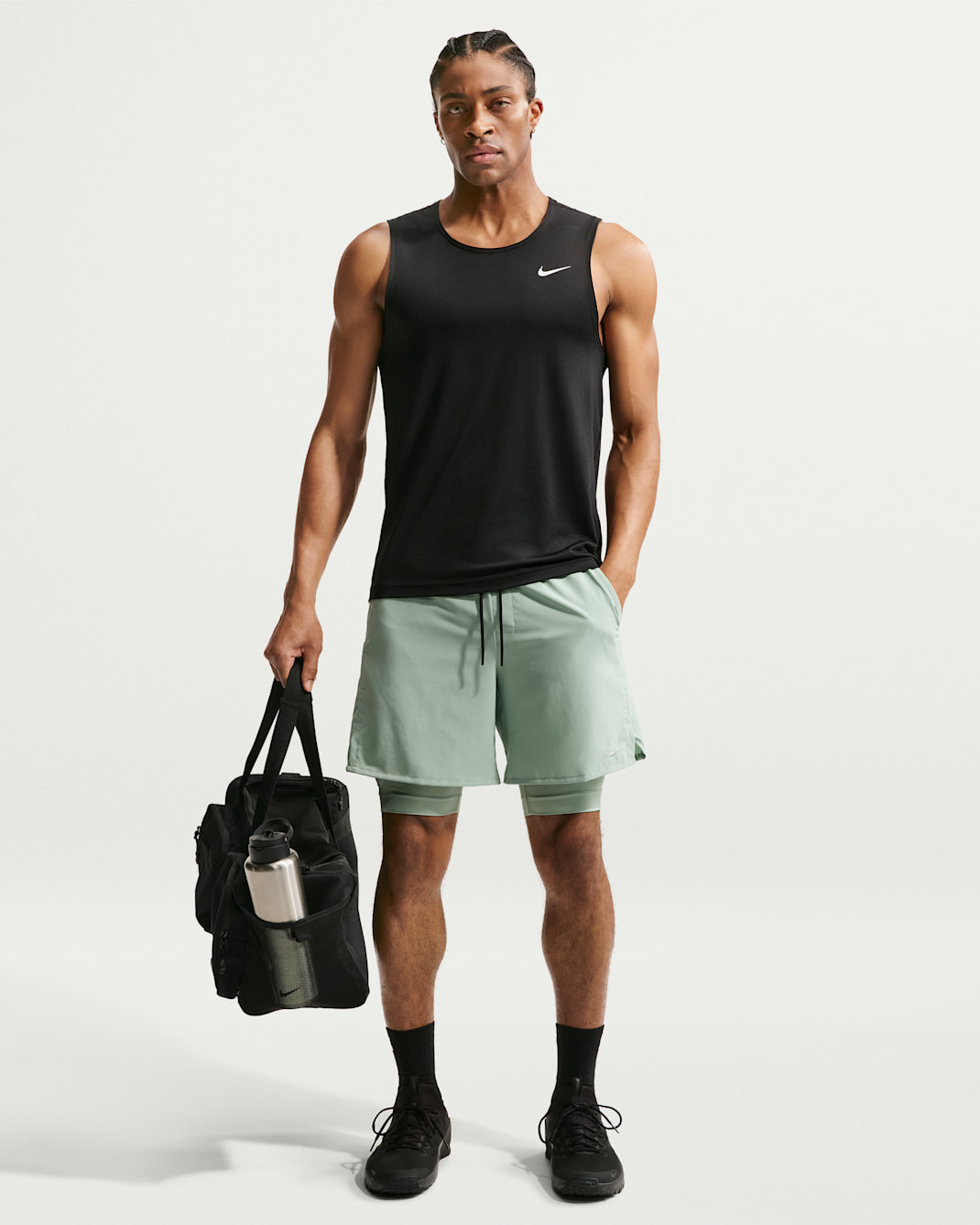 Nike Unlimited vielseitige Dri-FIT 2-in-1-Shorts (ca. 18 cm) für Herren - Steam/Steam/Schwarz/Steam