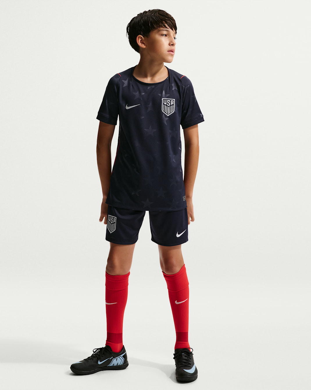 USMNT 2026 Stadium Away Big Kids' Nike Soccer Dri-FIT Replica Shorts - Dark Obsidian/University Red/Pure Platinum