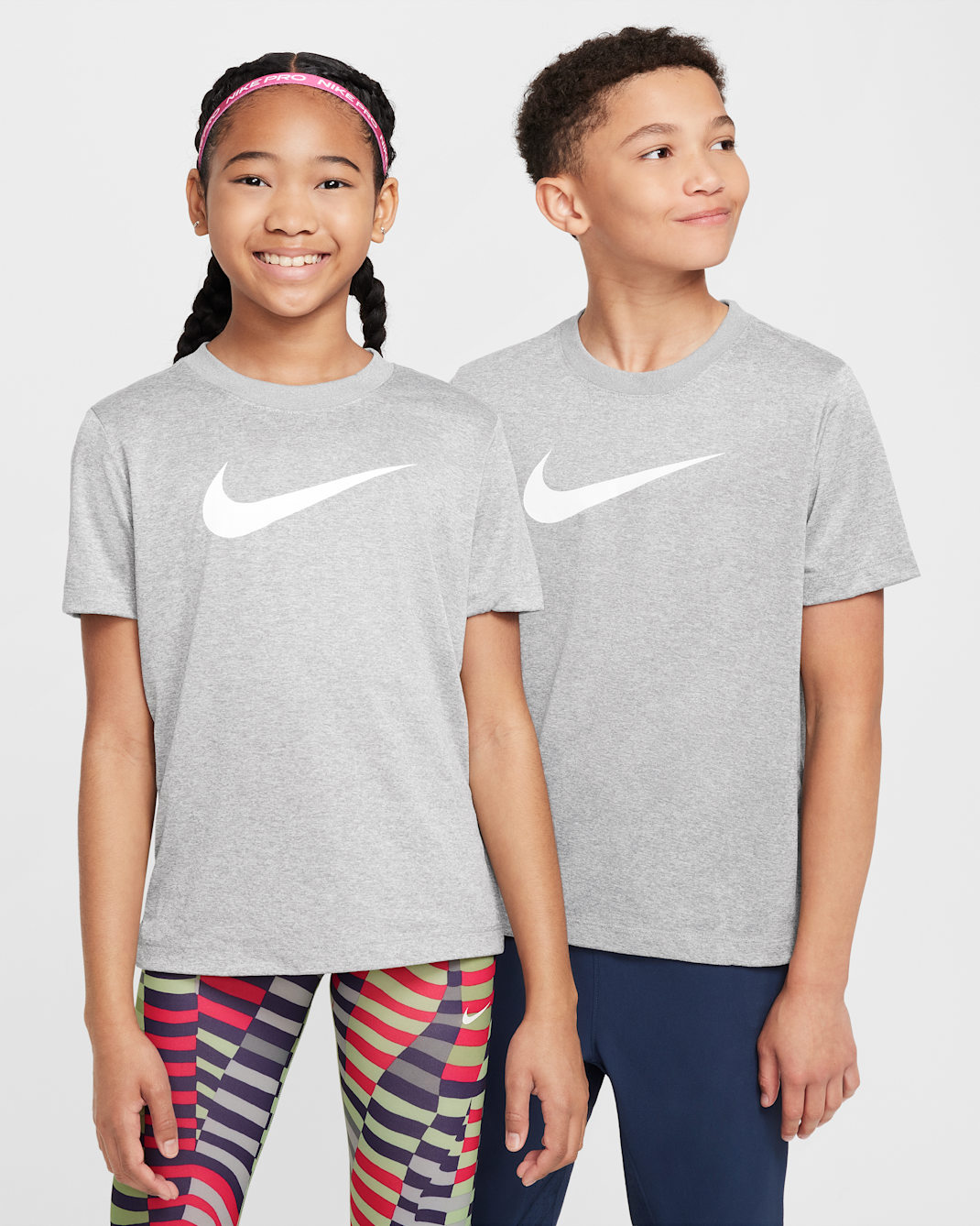 Nike Legend Big Kids' Dri-FIT T-Shirt - Tumbled Grey/Flat Silver/Heather