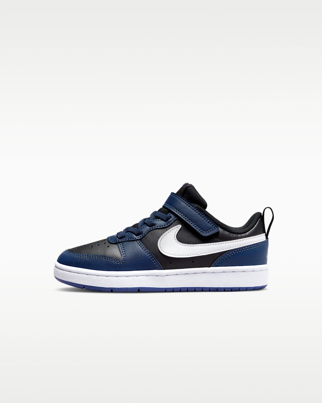 Tenis para niños de preescolar Nike Court Borough Low 2 - Azul marino medianoche/Negro/Polvo morado oscuro/Blanco