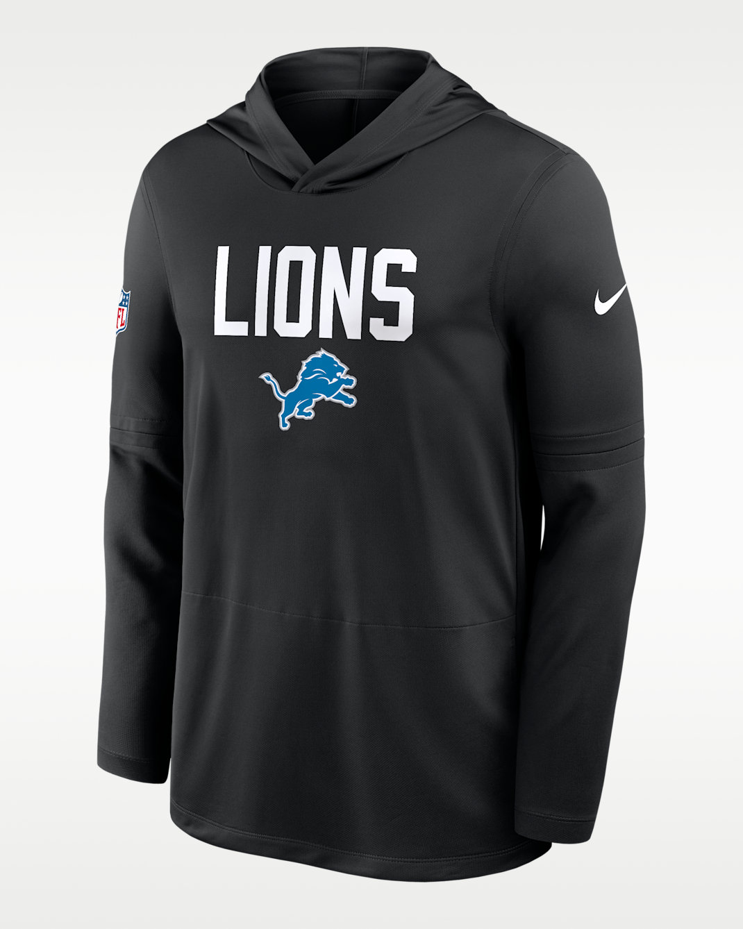 Playera con gorro de manga larga Nike Dri-FIT de la NFL para hombre Detroit Lions Pass Accuracy - Negro