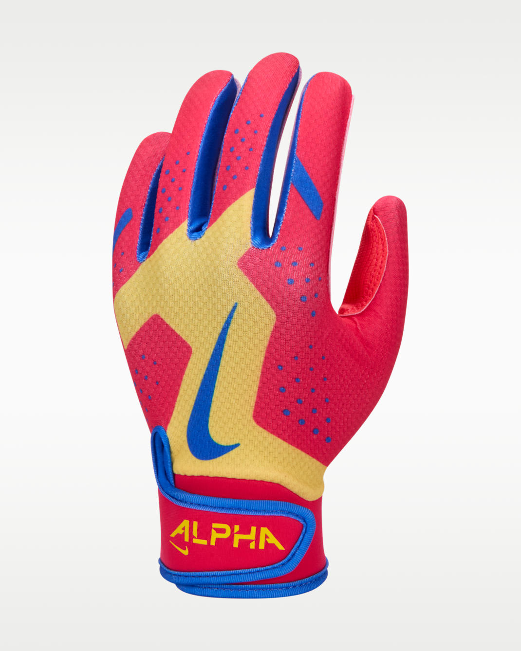 Nike Alpha 2.0 Kids' T-Ball Batting Gloves - Chrome Yellow/Red Orbit/Treasure Blue