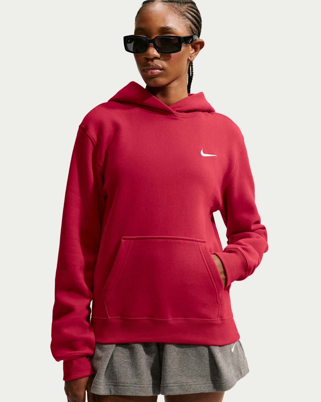 Nike Studio Fleece Medium Weight Women's Pullover Hoodie - Tough Red/Sail