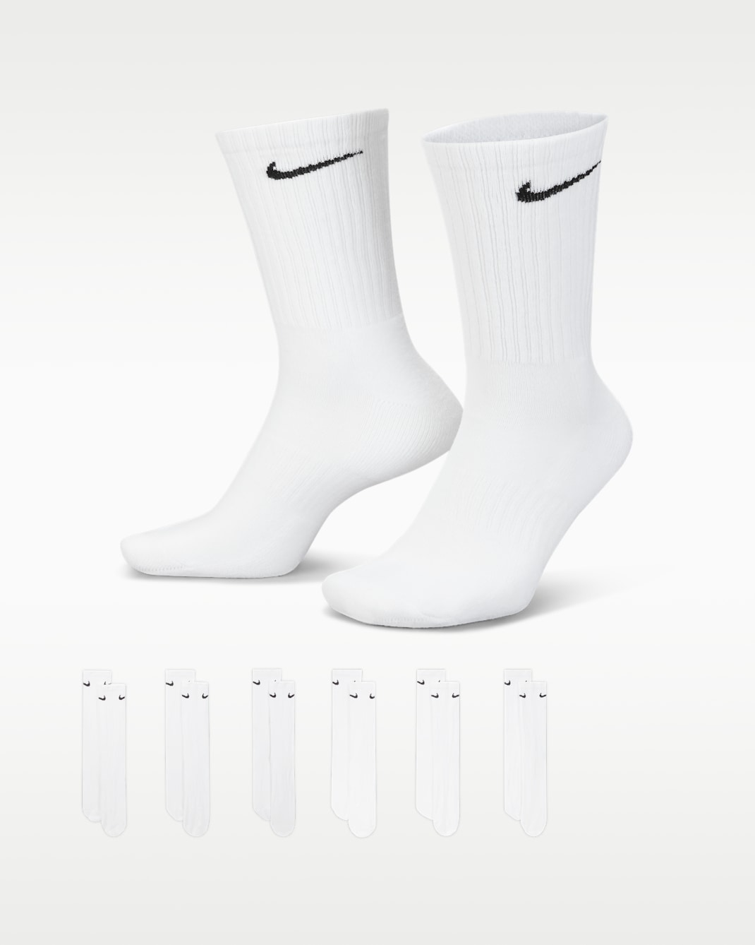 Nike Everyday Cushioned Training Crew Socks (6 Pairs) - White/Black
