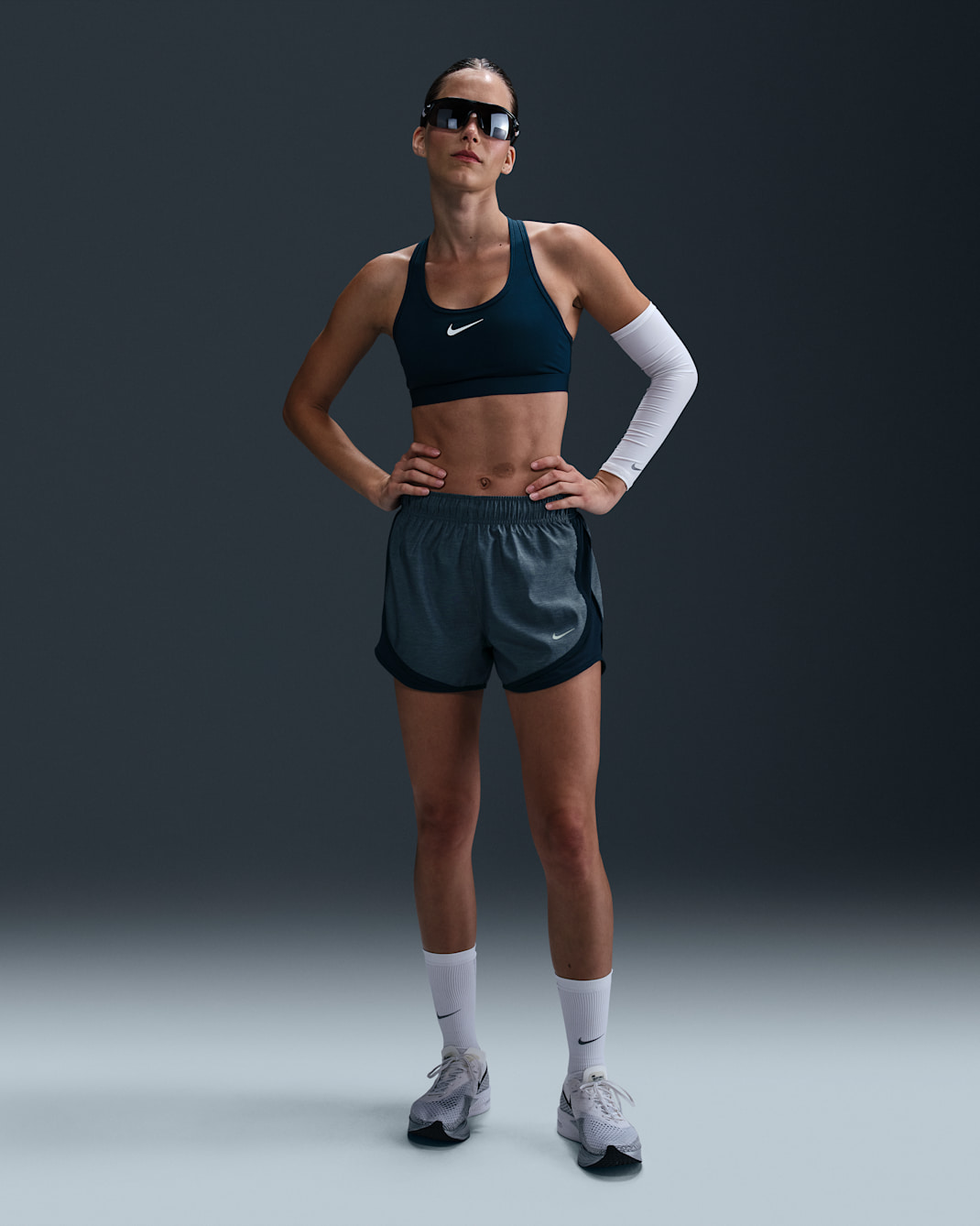 Nike Tempo Women's Dri-FIT Mid-Rise Brief-Lined Running Shorts - Armory Navy/Heather/Armory Navy