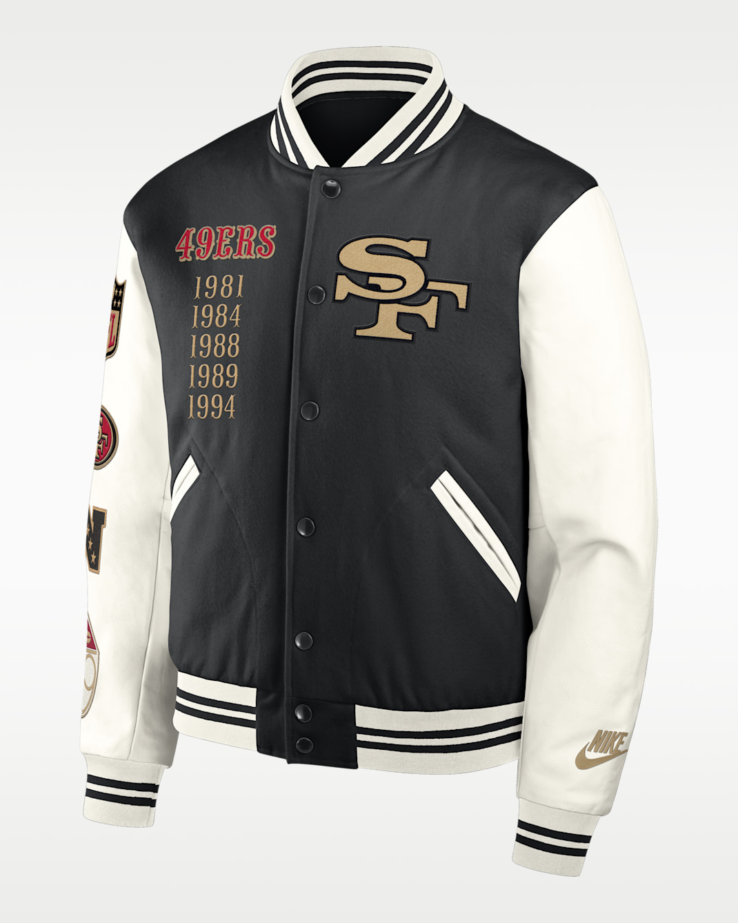 Chamarra universitaria Nike de la NFL de cierre a presión de largo completo para hombre San Francisco 49ers Rivalries Collection Tech - Negro