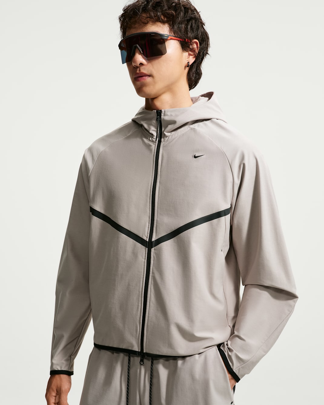 Nike Tech Men's Shori-Knit Full-Zip Windrunner Jacket - College Grey/Black
