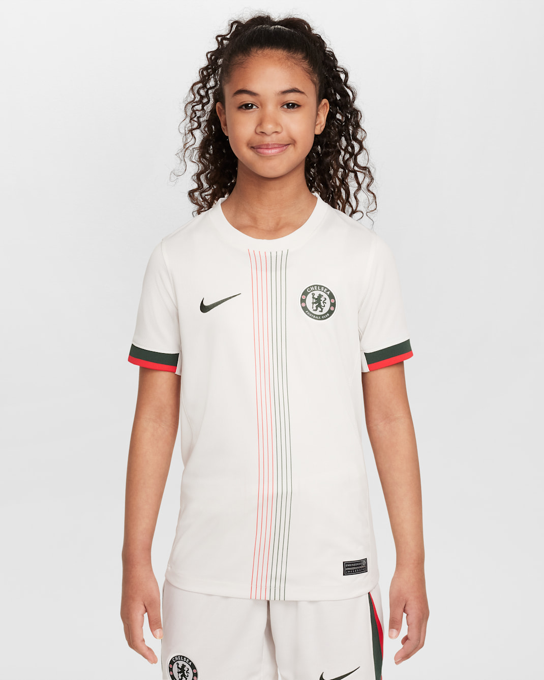 Maillot de foot Replica Nike Dri-FIT Chelsea FC 2025/26 Stadium Extérieur pour ado - Phantom/Speed Red/Galactic Jade/Galactic Jade