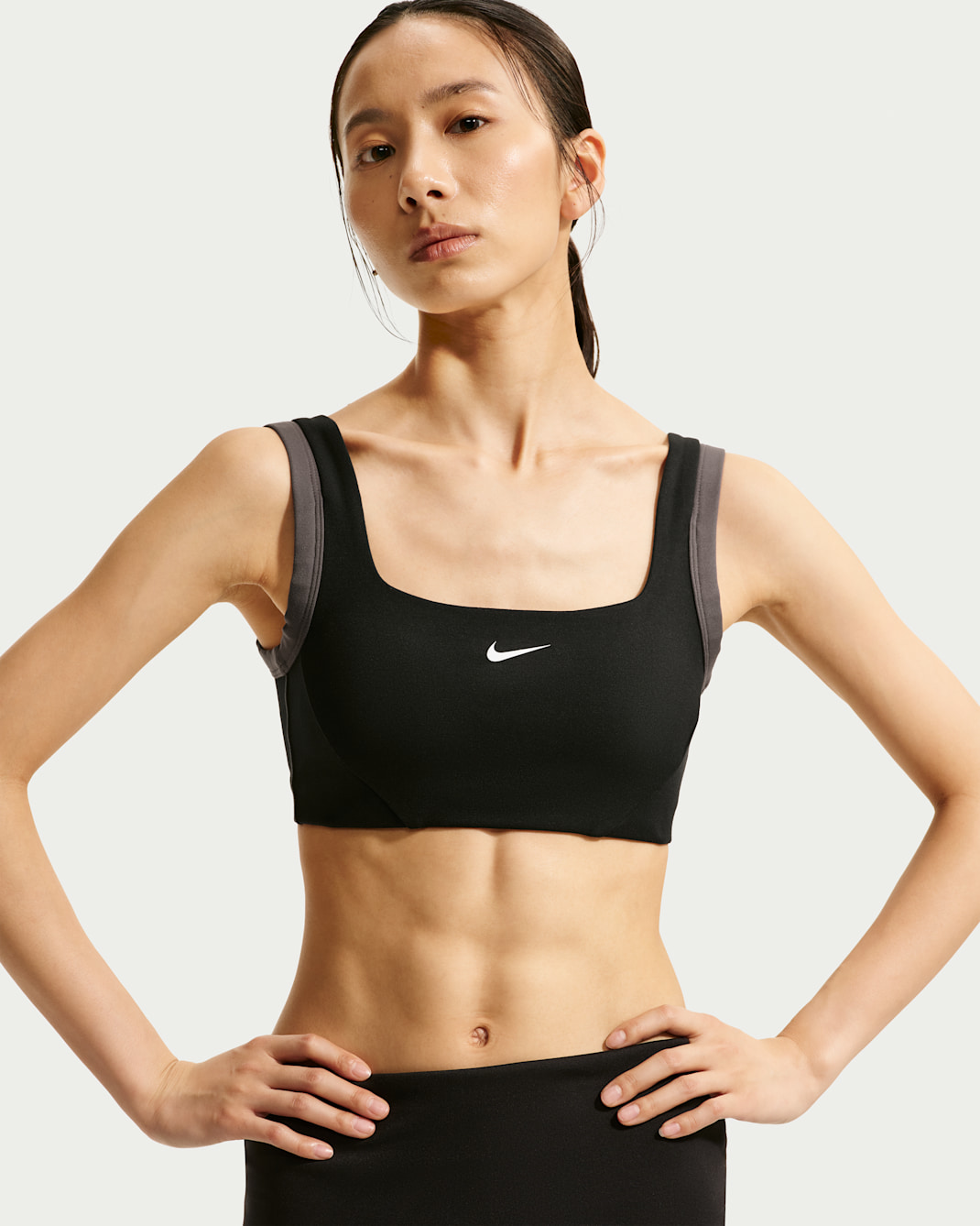 Nike One Women's Light-Support Sports Bra - Black/Thunder Grey/White/White