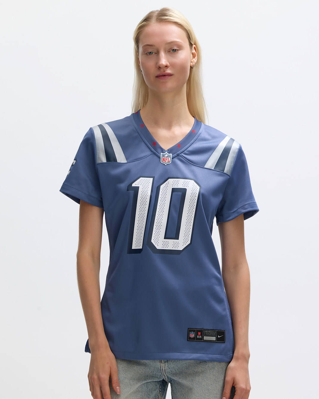 Jersey Nike de la NFL Game para mujer Drake Maye New England Patriots Rivalries Collection - Azul