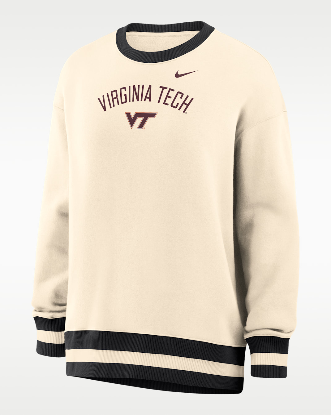 Nike Phoenix (Virginia Tech) Women's Oversized Crew-Neck Sweatshirt - Natural/Black