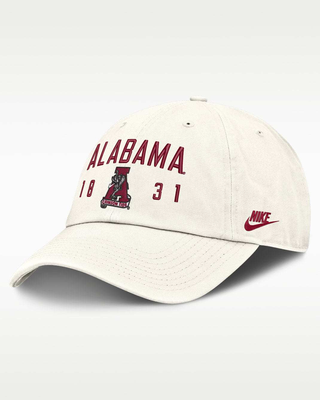 Alabama Natural Club Men's Nike College Adjustable Hat - White
