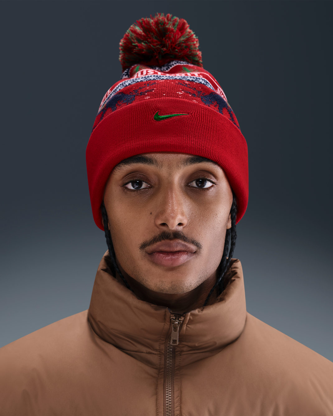 Nike Peak Winter Wonderland Beanie - University Red/Midnight Navy/Pine Green/Pine Green