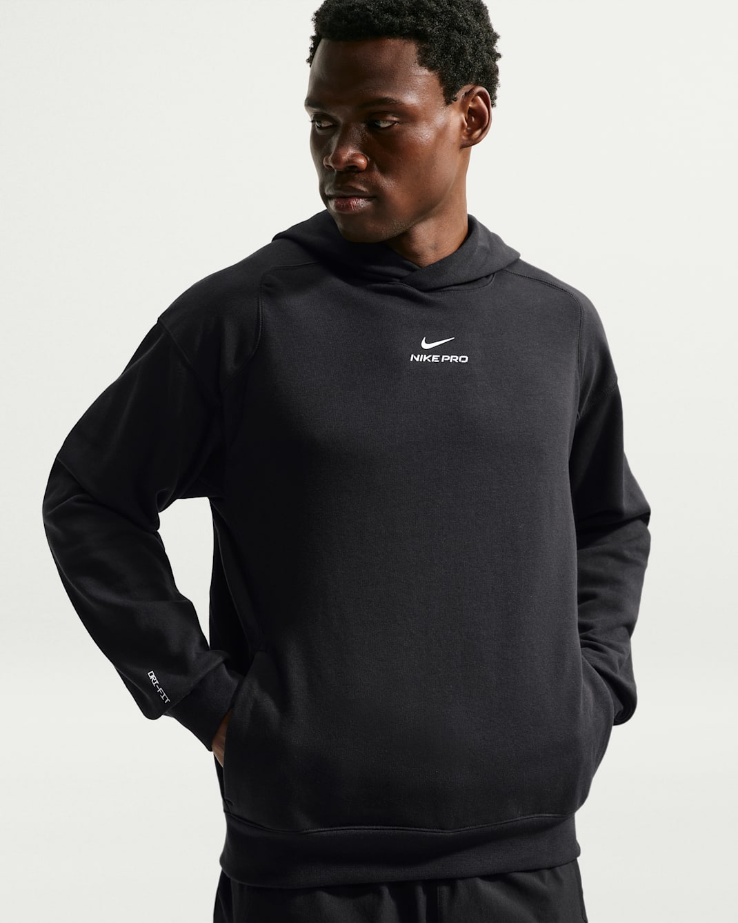 Sweat à capuche de training deuxième couche Dri-FIT Nike Pro pour homme - Noir/Blanc