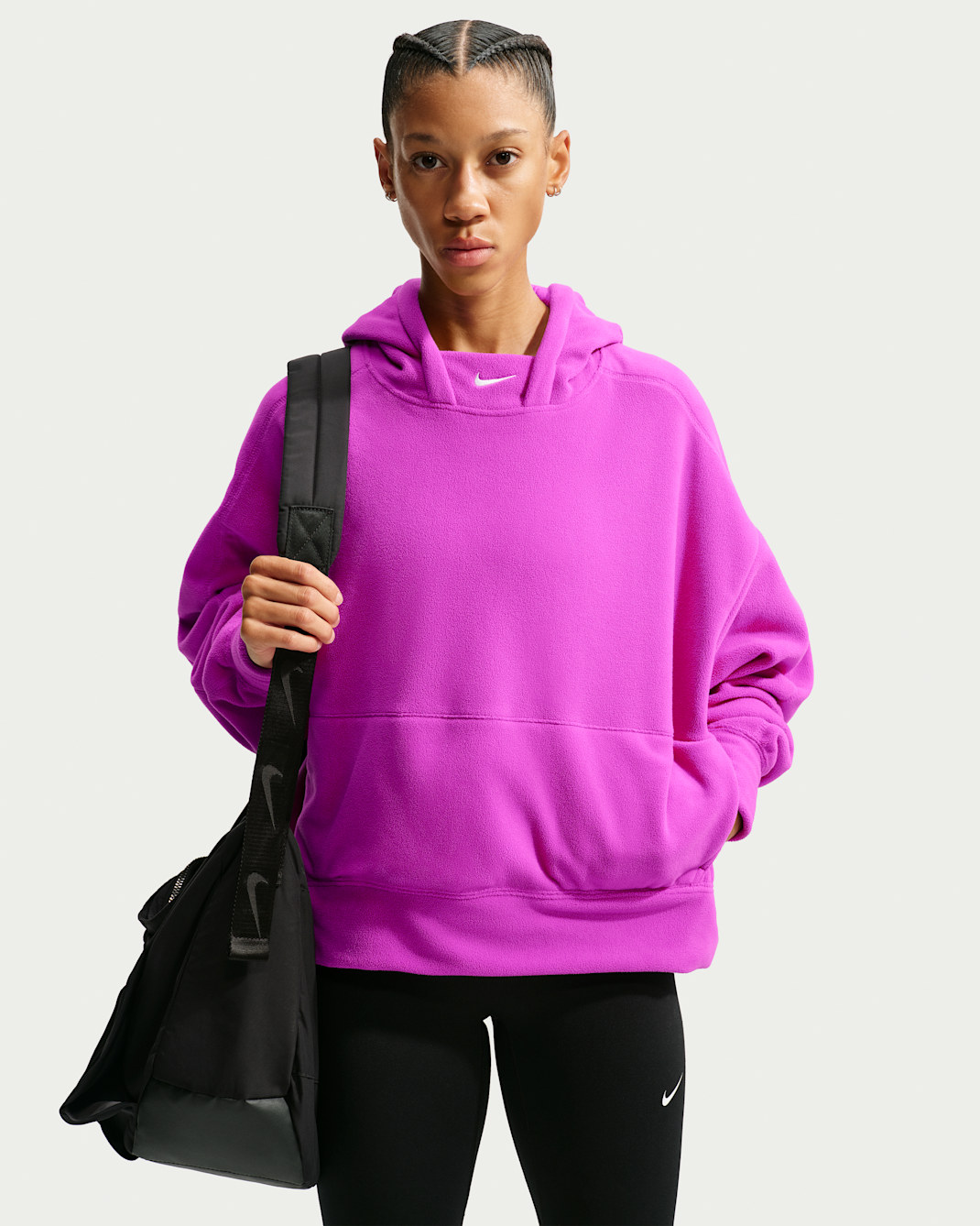 Nike One Women's Therma-FIT Oversized Pullover Hoodie - Vivid Purple/White