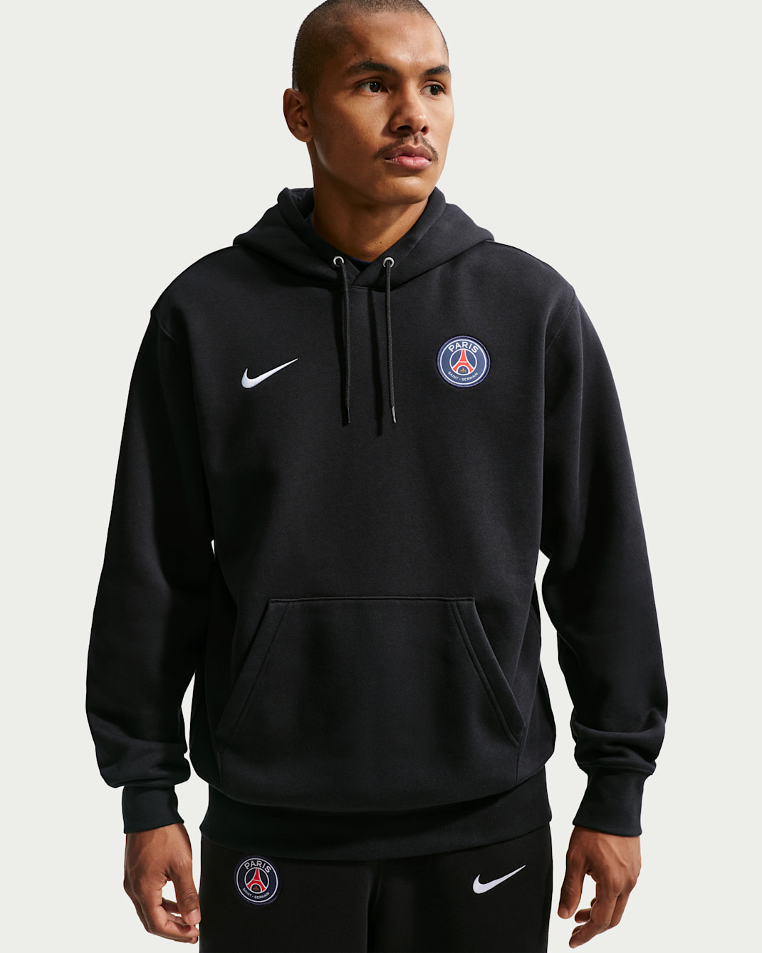 Paris Saint-Germain Club Men's Nike Soccer Pullover Hoodie - Black/White